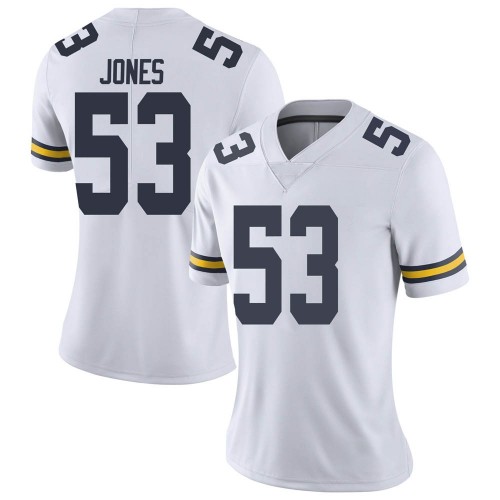 Trente Jones Michigan Wolverines Women's NCAA #53 White Limited Brand Jordan College Stitched Football Jersey ECX1454QT